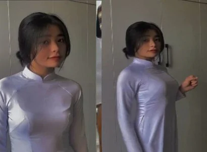 Mông tròn áo dài phê không tả